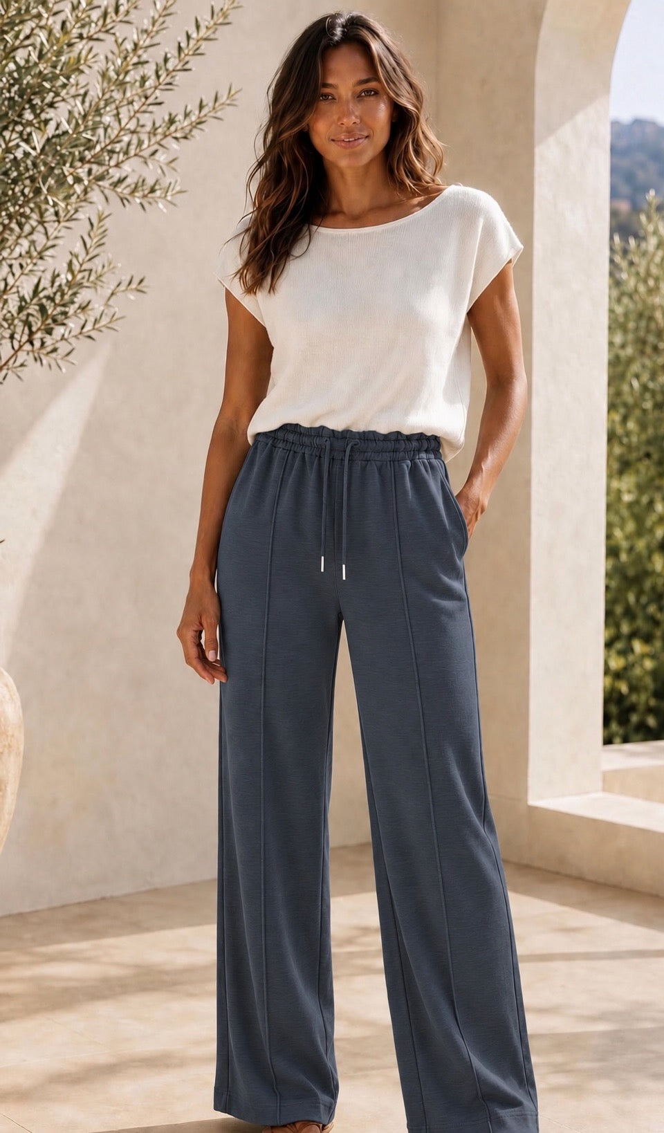Charcoal Navy Tailored Wide Leg Joggers (other colours available)