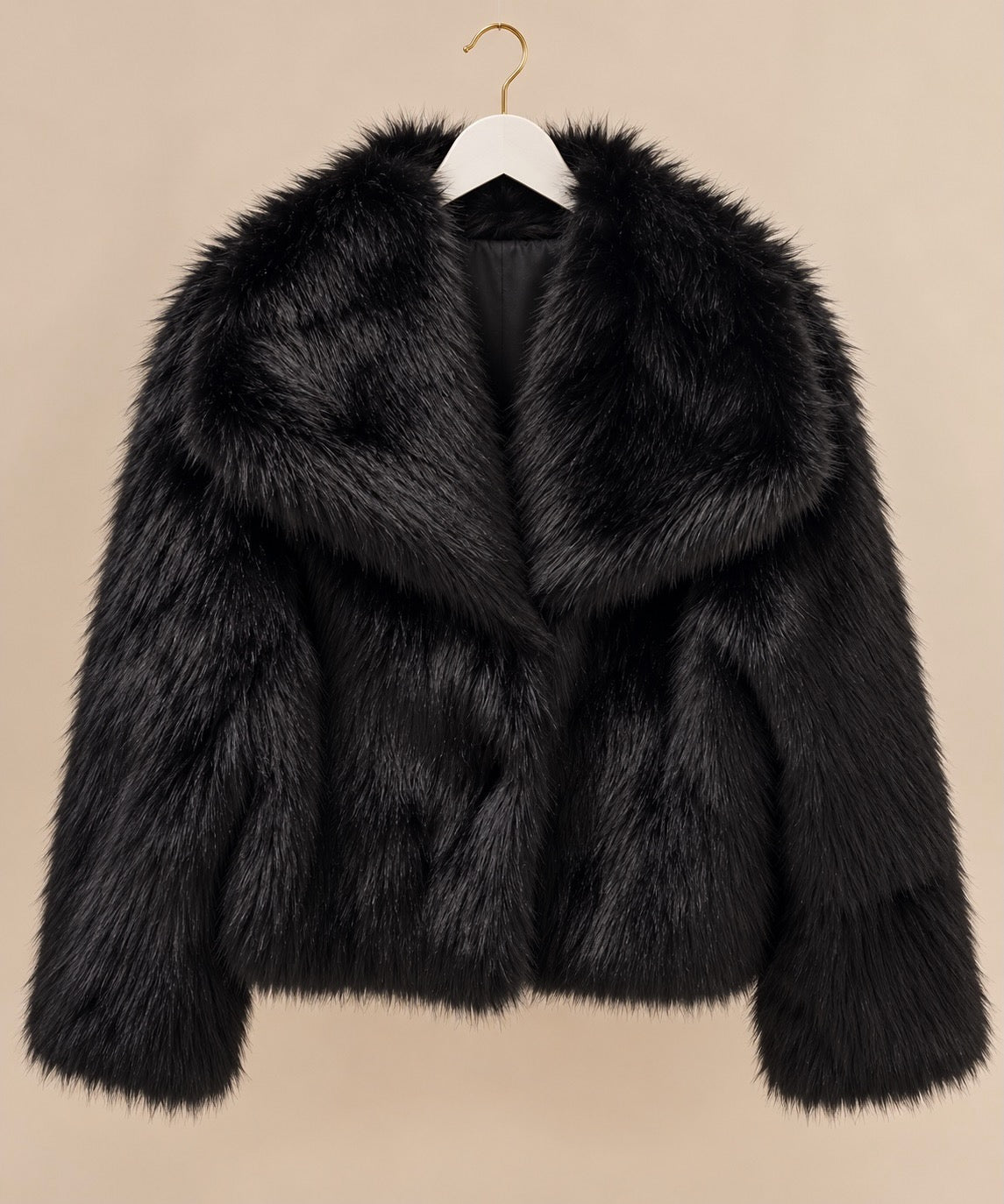 Black Curvy Luxe Faux Fur Jacket