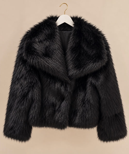 Black Curvy Luxe Faux Fur Jacket