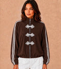 Braided Military Style Detail with Stripe Sleeve Jacket