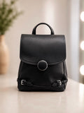 Button Detail Buckle Backpack