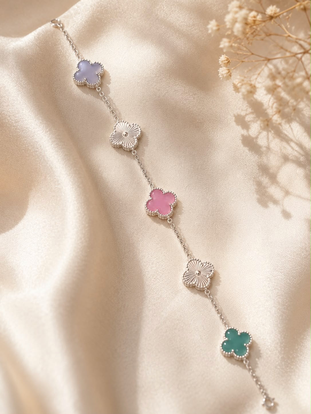 Clover Bracelet - Silver/Pink/Purple/Green