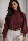 Puffed Sleeve High Neck Cropped Inspired Jacket