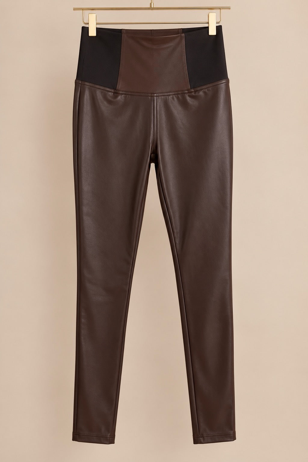 Chocolate Brown Sculpt & Smooth Faux Leather Leggings