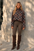 Chocolate Check Hooded Bubble Hem Jacket