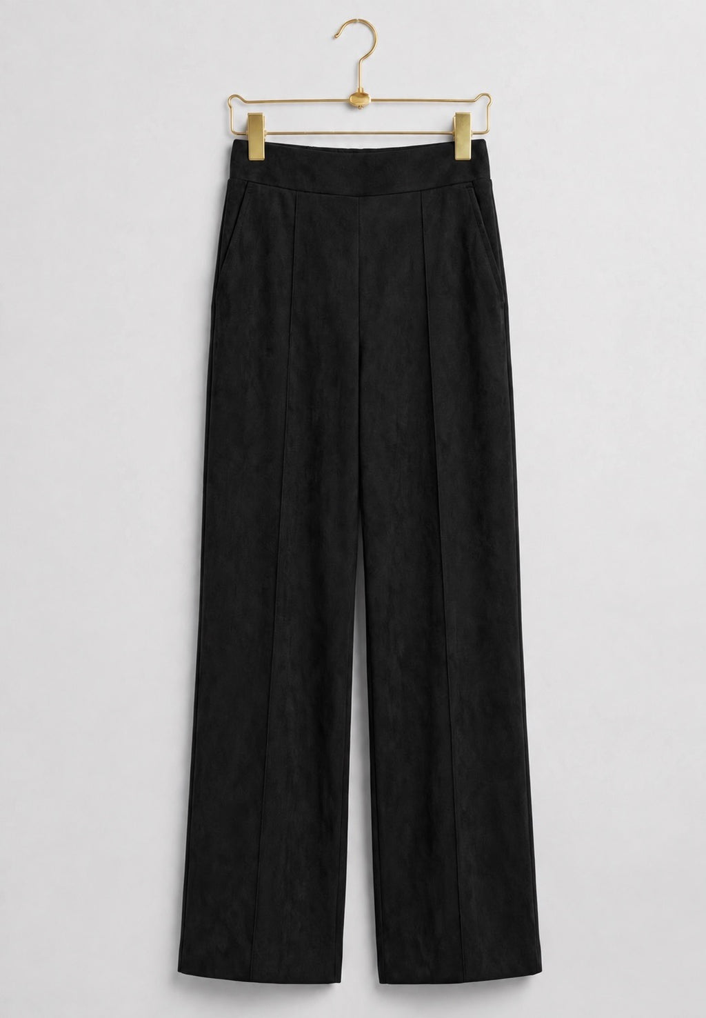 Black Faux Suede Seam Front Pants