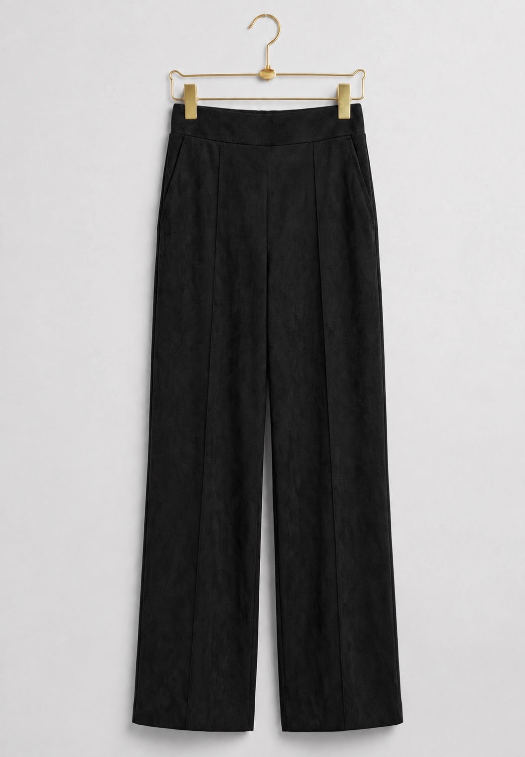 Black Faux Suede Seam Front Pants