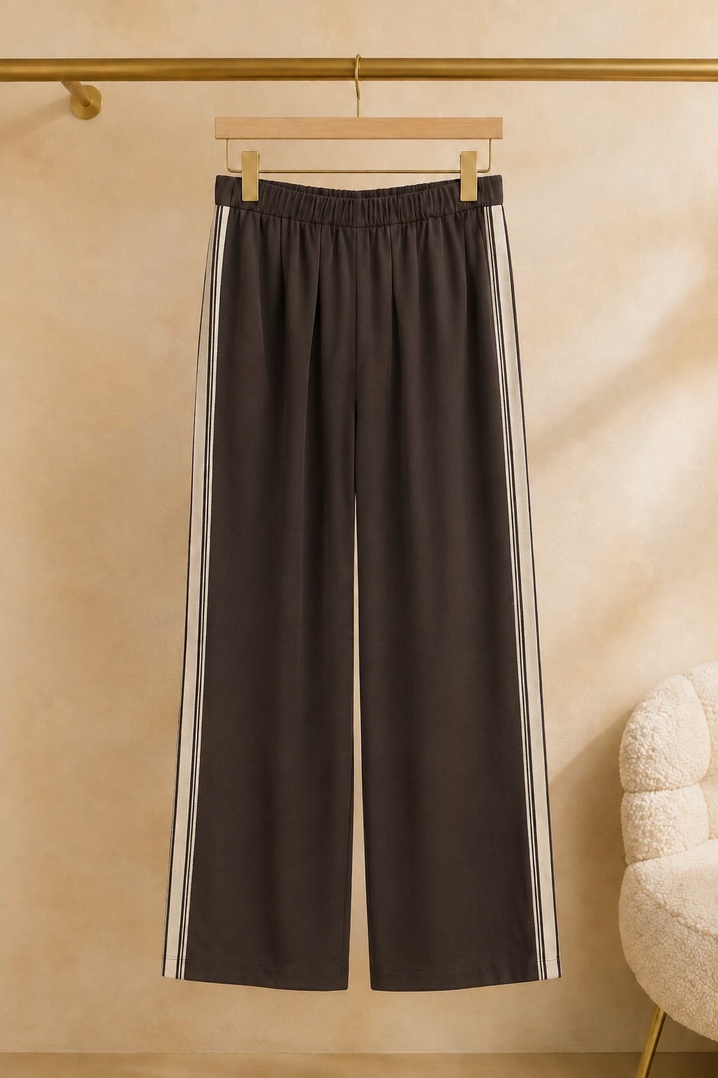 Chocolate Brown Stripe Tailored Trousers