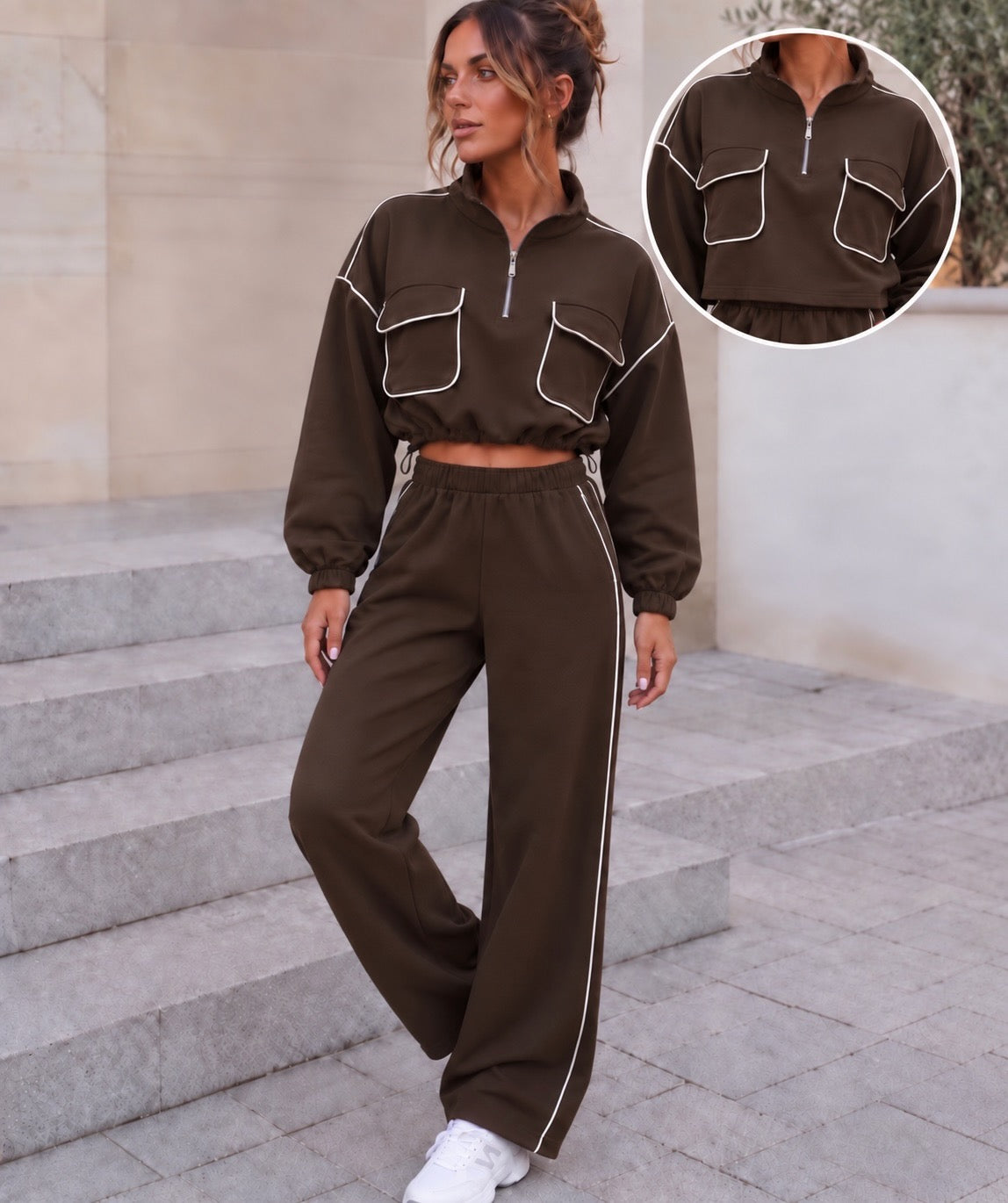 Luxe Chocolate Utility Half-Zip Tracksuit (Available in other colours)