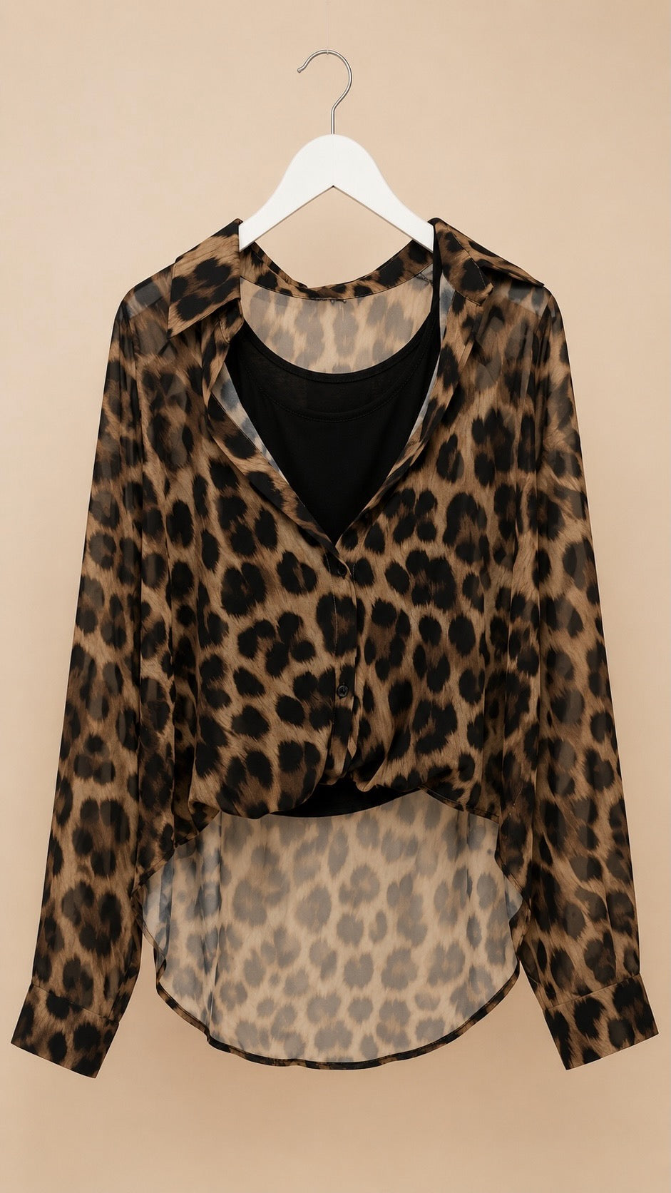 Layered Leopard Print Shirt with Built-In Vest