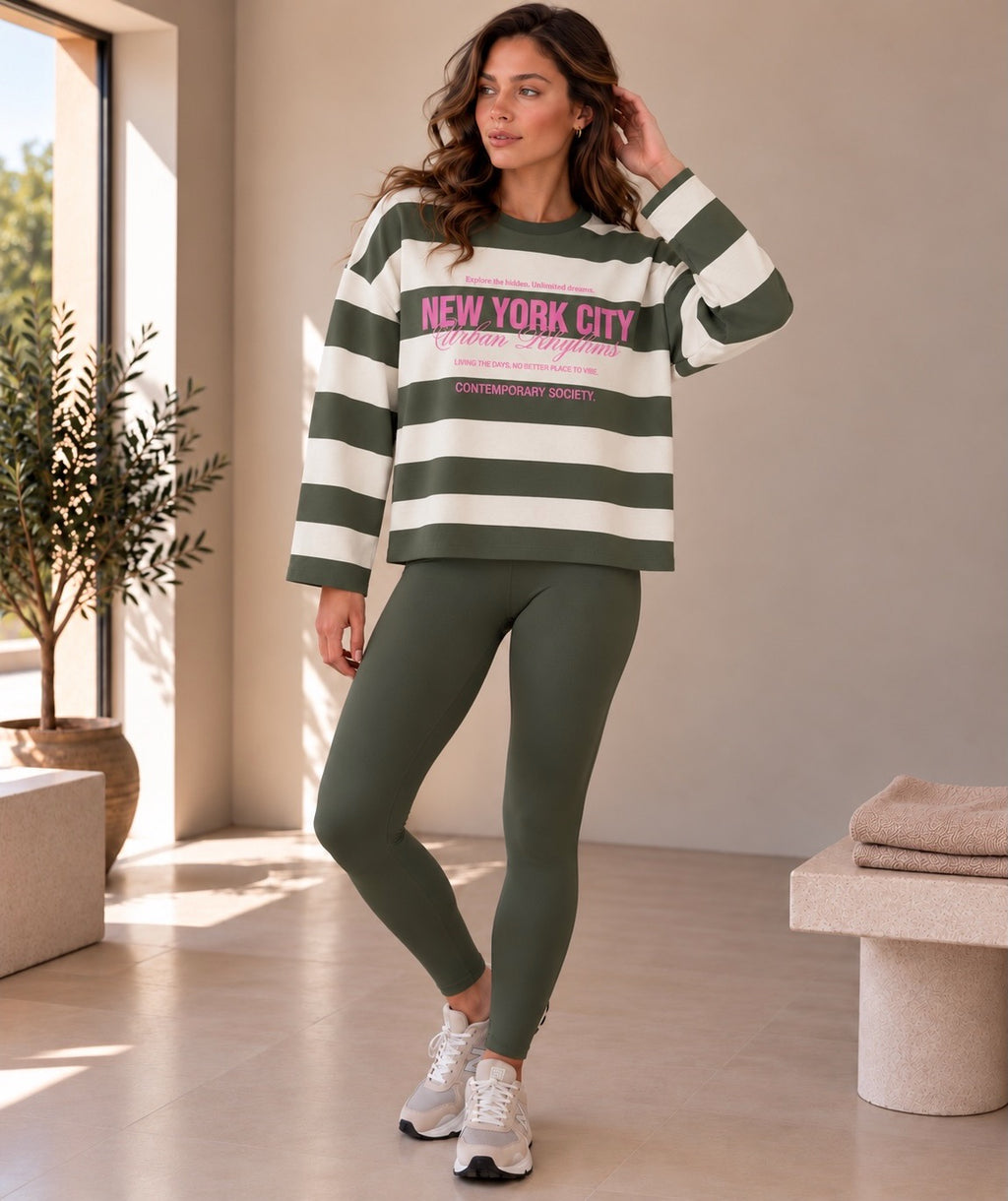 💗 New York City Khaki Stripe Sweatshirt
