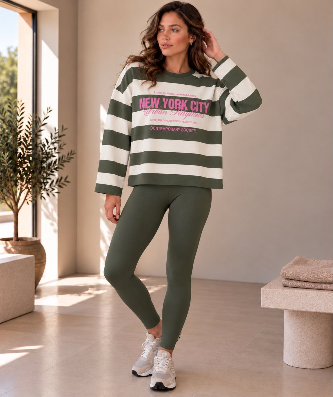 💗 New York City Khaki Stripe Sweatshirt