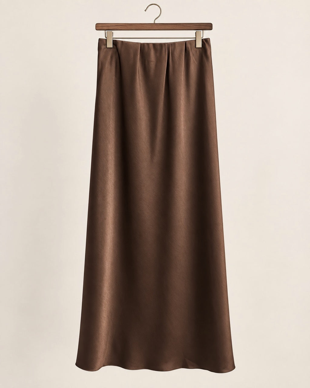 Chocolate Satin Maxi Skirt