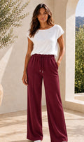 Wine Tailored Wide Leg Joggers (other colours available)