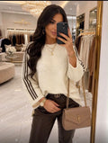 Cream Contrast Stripe Soft Knit Top (available in other colours)