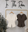 Fitted V Neck Cardigan/Top with Button Detail
