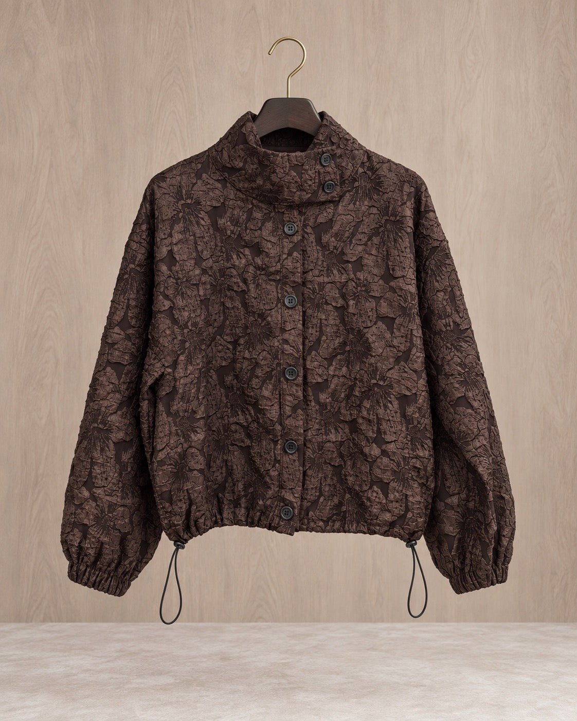 Chocolate Floral Textured Jacket
