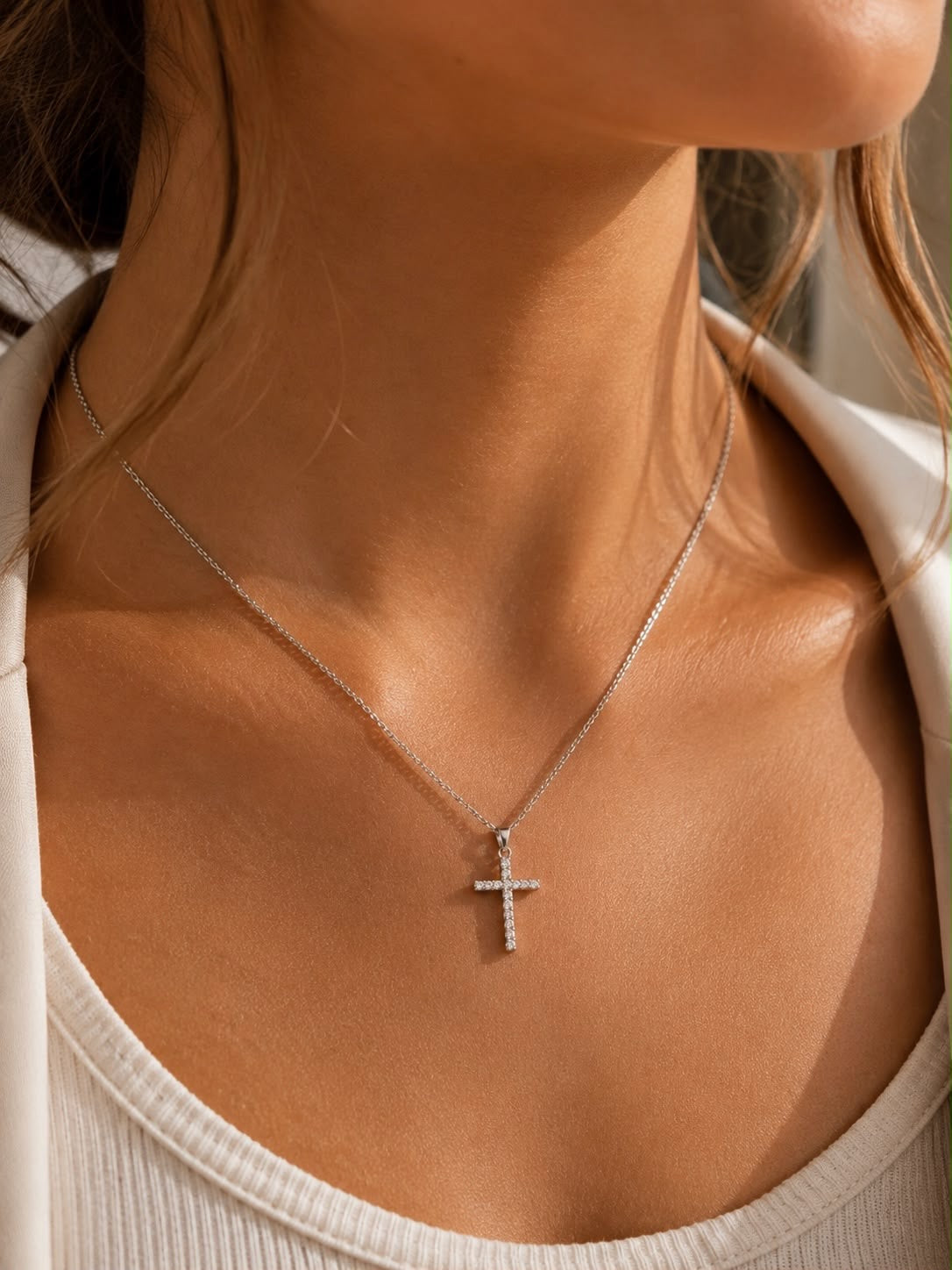 Diamante Cross Necklace