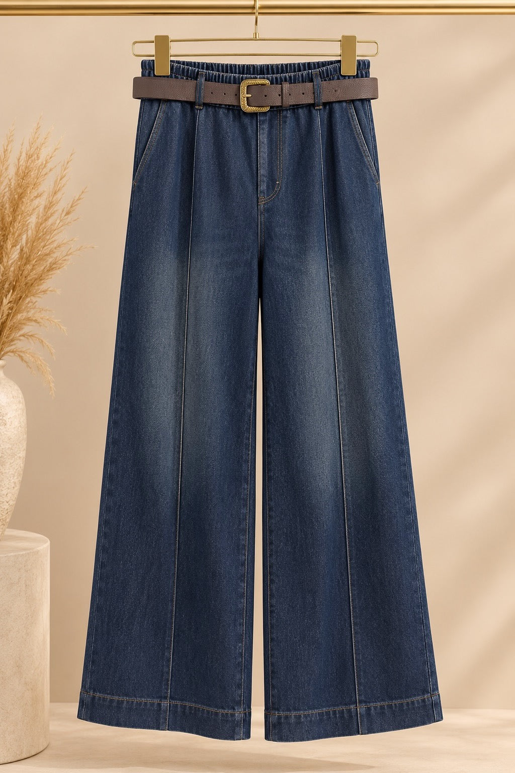 Luxe Denim-Look Jersey Joggers