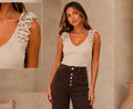 Frill Sleeve Ruffle Vest Top