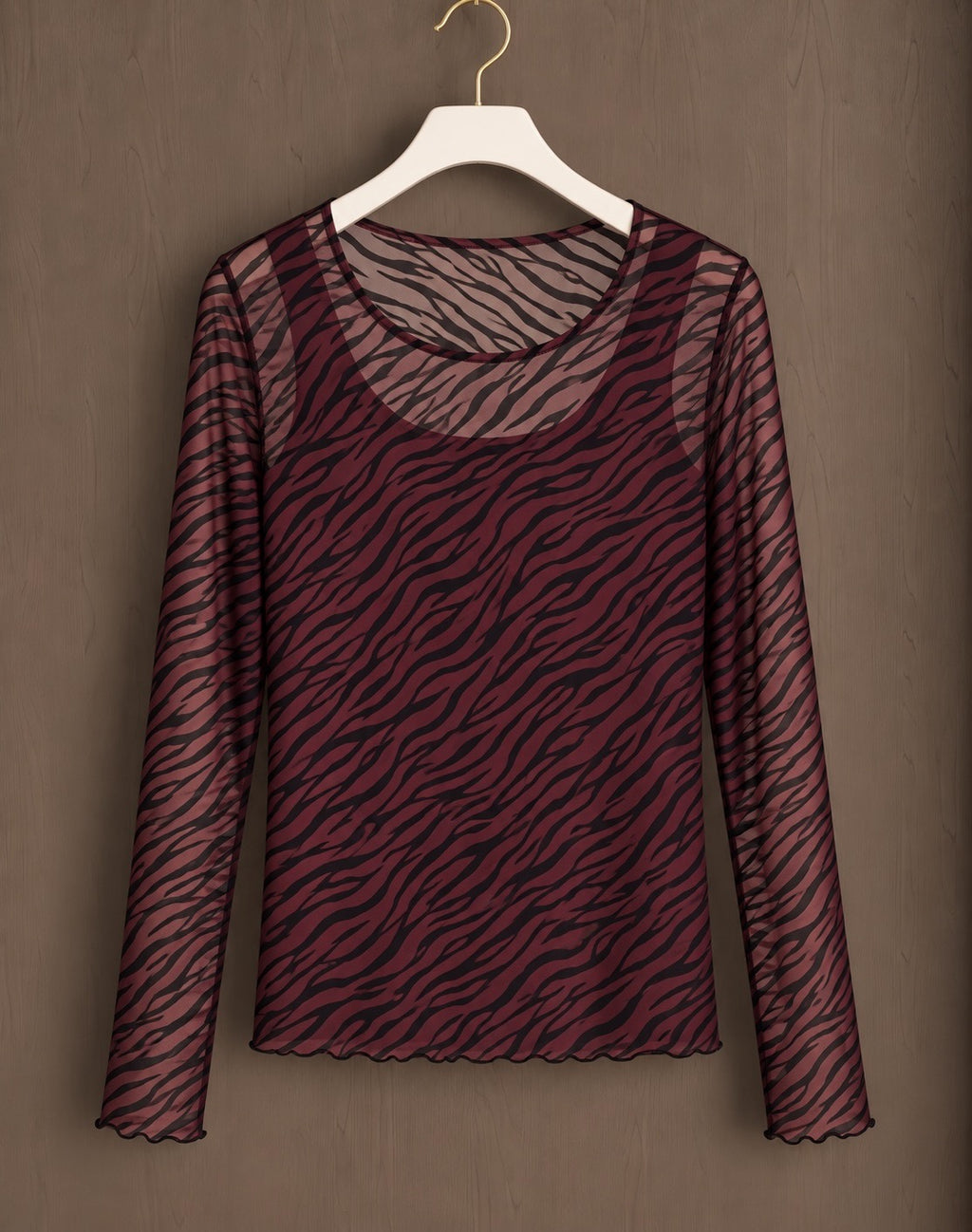 Wine Zebra Mesh Layering Top (available in other colours)