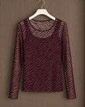 Wine Zebra Mesh Layering Top (available in other colours)