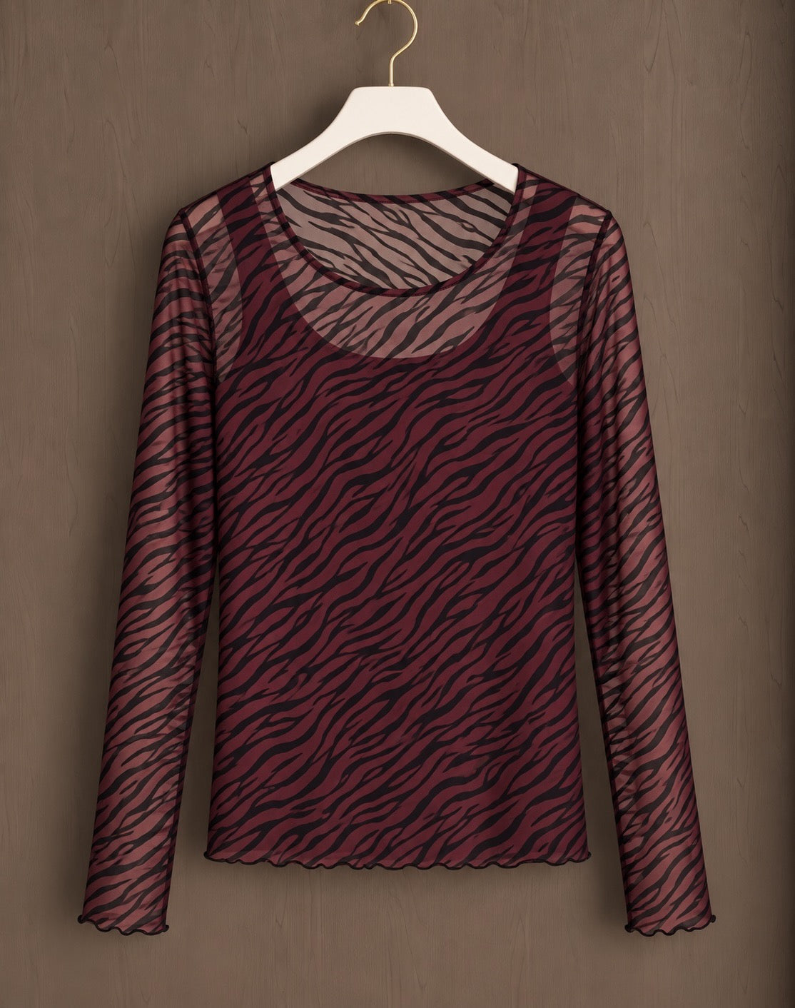 Wine Zebra Mesh Layering Top (available in other colours)