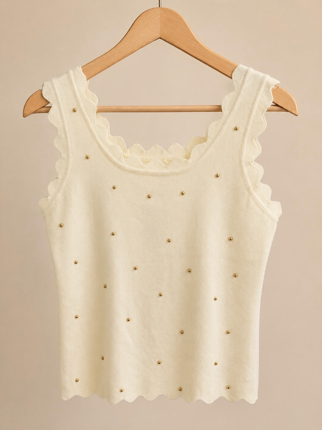 Gold Stud Scalloped Edge Vest