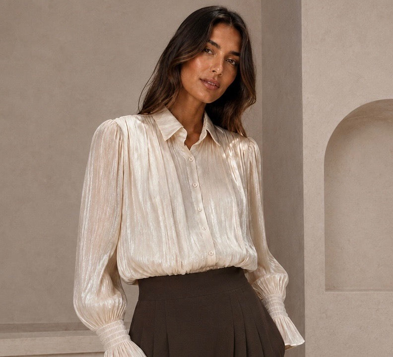 Iridescent Collared Bubble Shirt