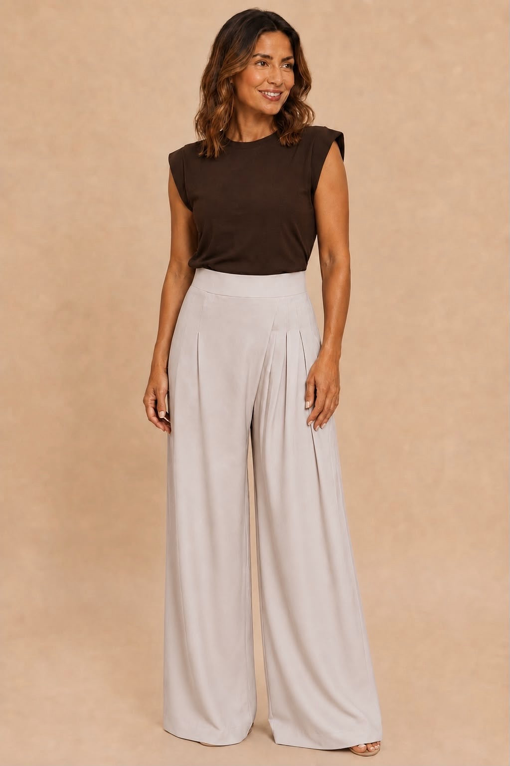 Wide Leg Asymmetrical Pleated Trousers