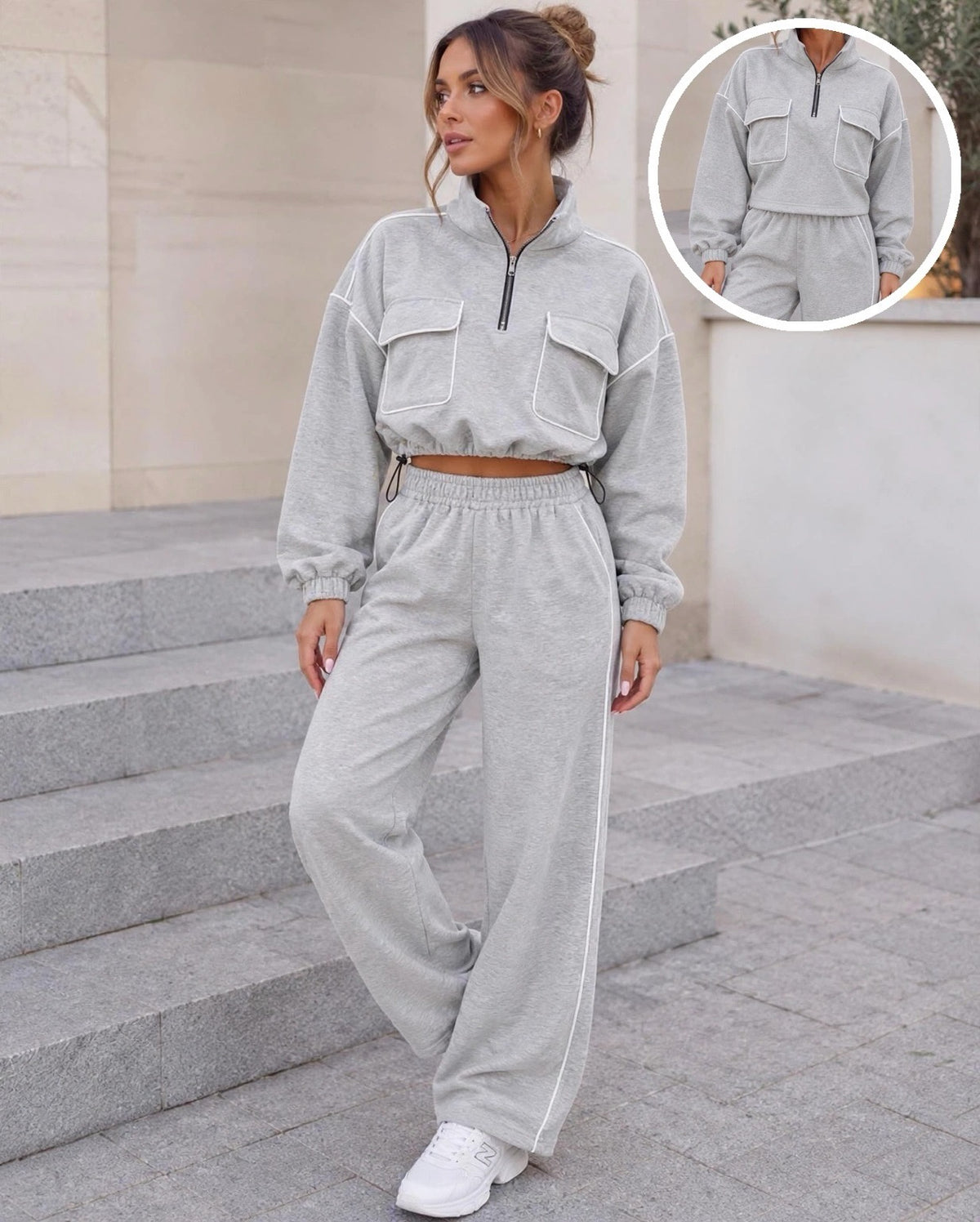 Luxe Grey Utility Half-Zip Tracksuit (Available in other colours)