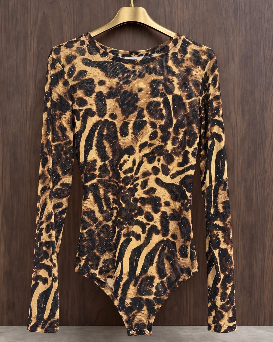 Sparkle Leopard Mesh Bodysuit ✨🐆