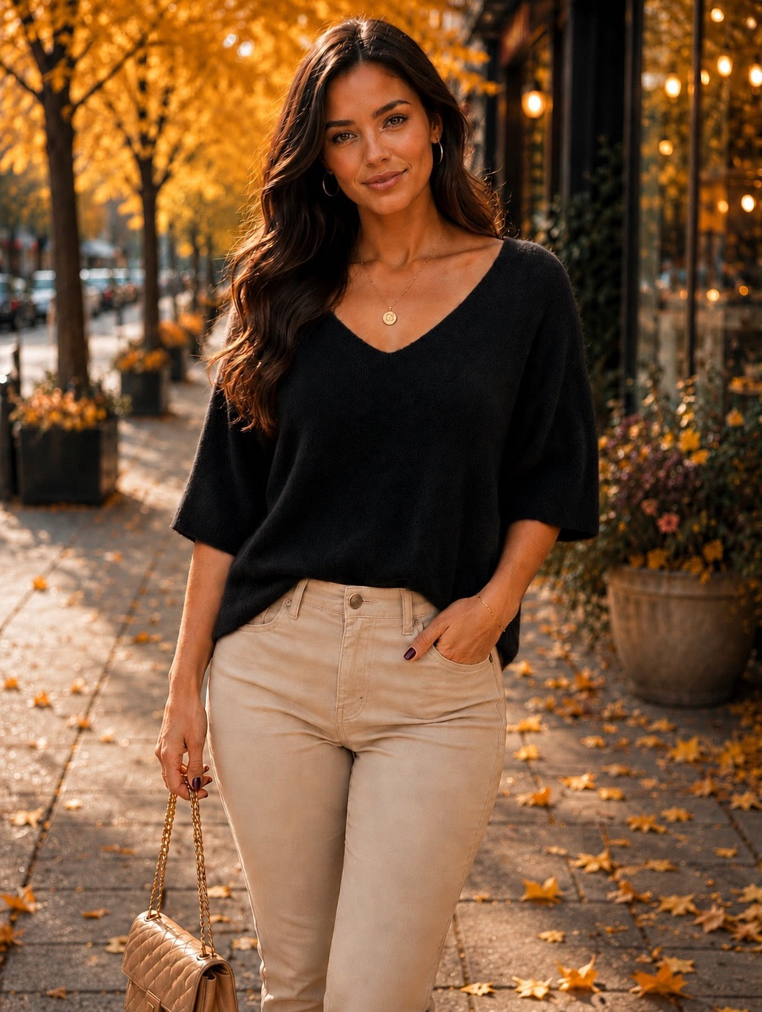 Black Super Soft Slouchy Layering Knit Top