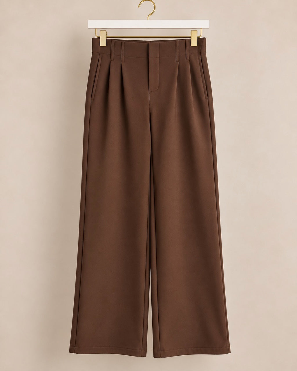 Chocolate Pleated Scuba Elasticated Waistband Trousers