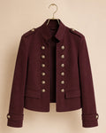 The Military Wine Suede Cropped Jacket