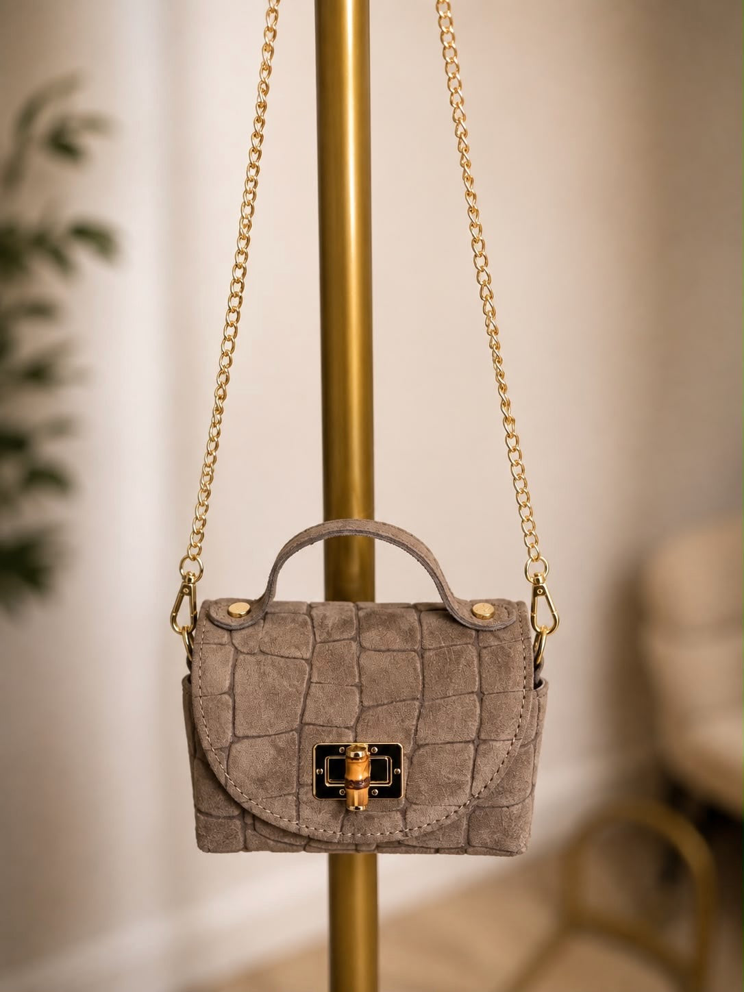 The Faux Suede Croc Mini Crossover Bag