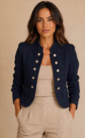Cropped Military Style Blazer
