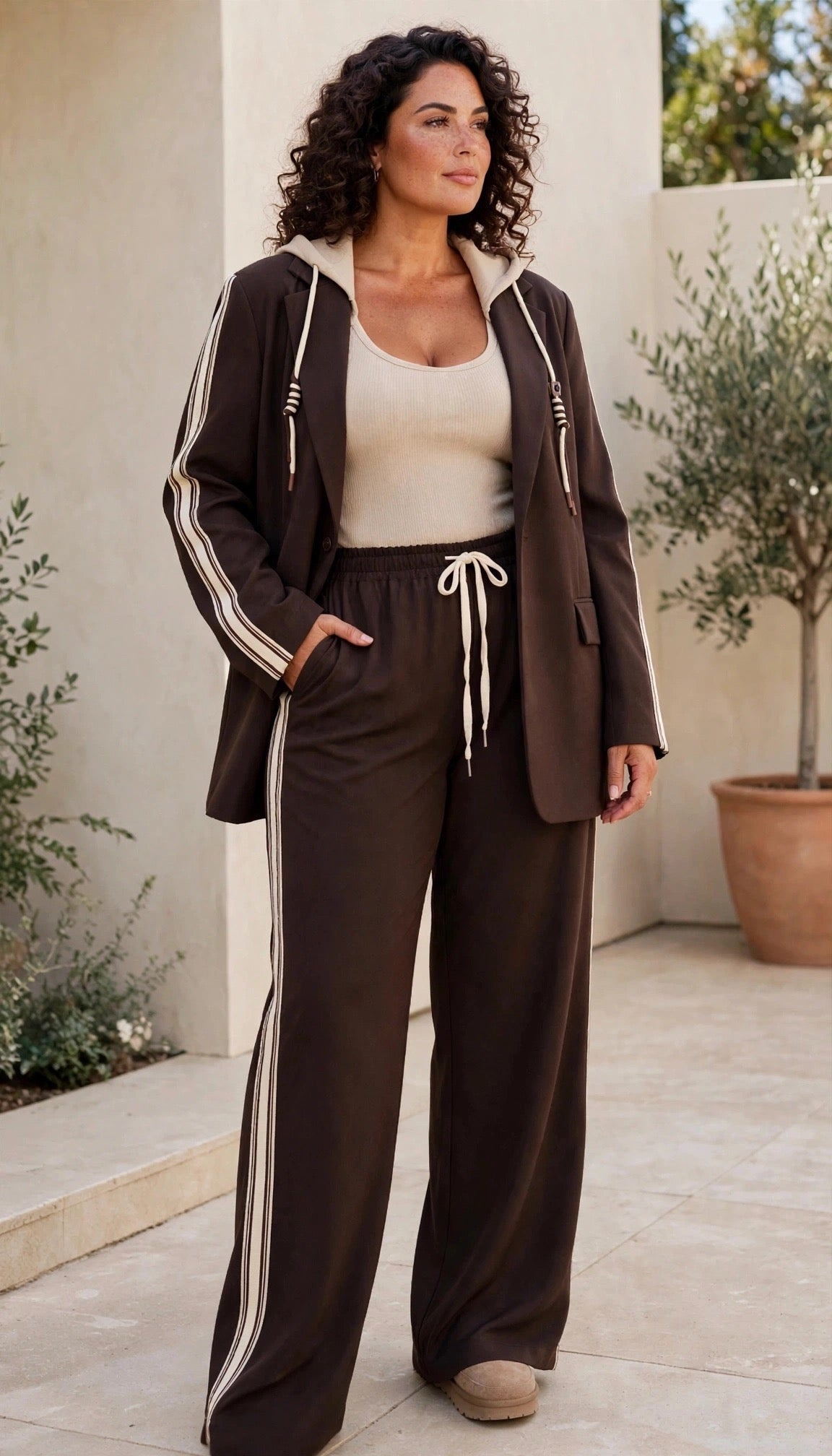 Chocolate Brown Stripe Tailored Trousers