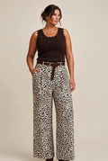 Belted Animal Print Wide Leg Trousers