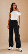 Gym Style Wide Leg Trousers With Drawstring Waist Band