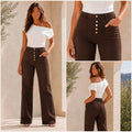 Dark Chocolate Miss Bon Wide Leg Front Pocket Jeans