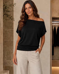 Black Slouchy Cowl Neck Top