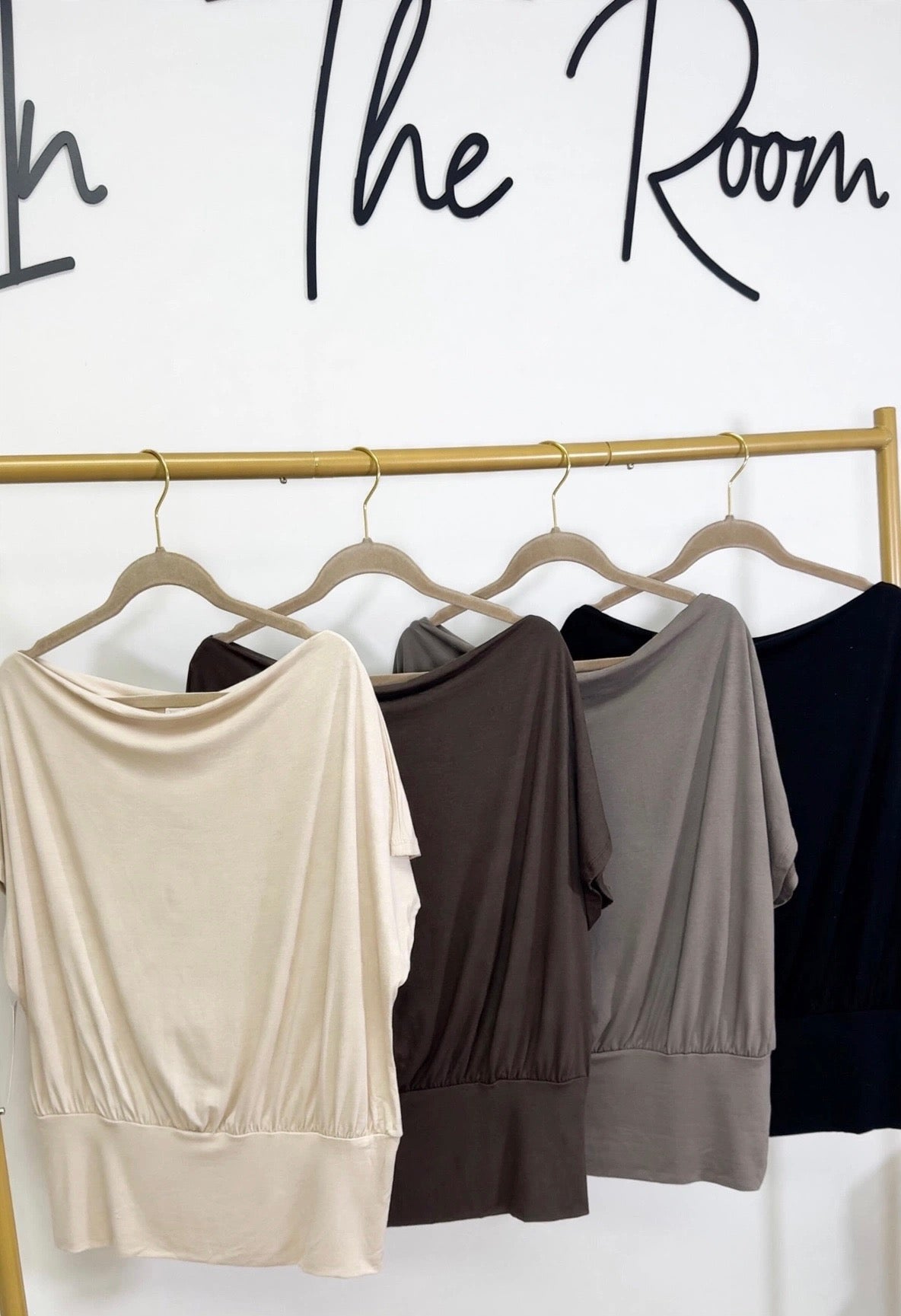 Beige Slouchy Cowl Neck Top