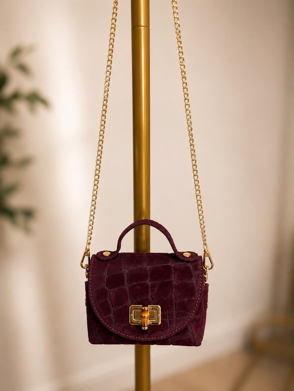 The Faux Suede Croc Mini Crossover Bag