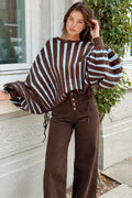 The Choco & Blue Balloon Sleeve Knit Top