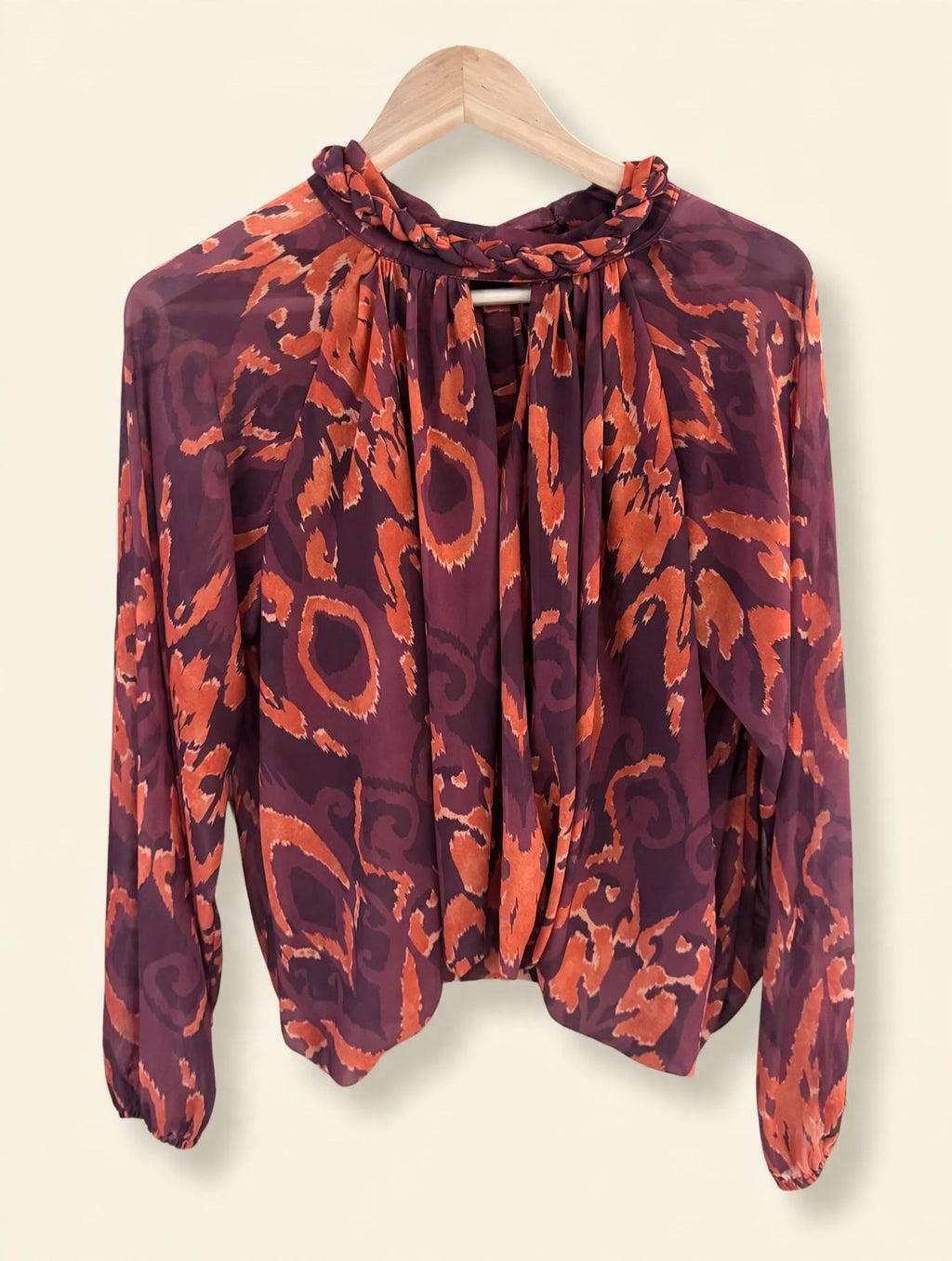 Plum & Rust Tie Back Bow Top