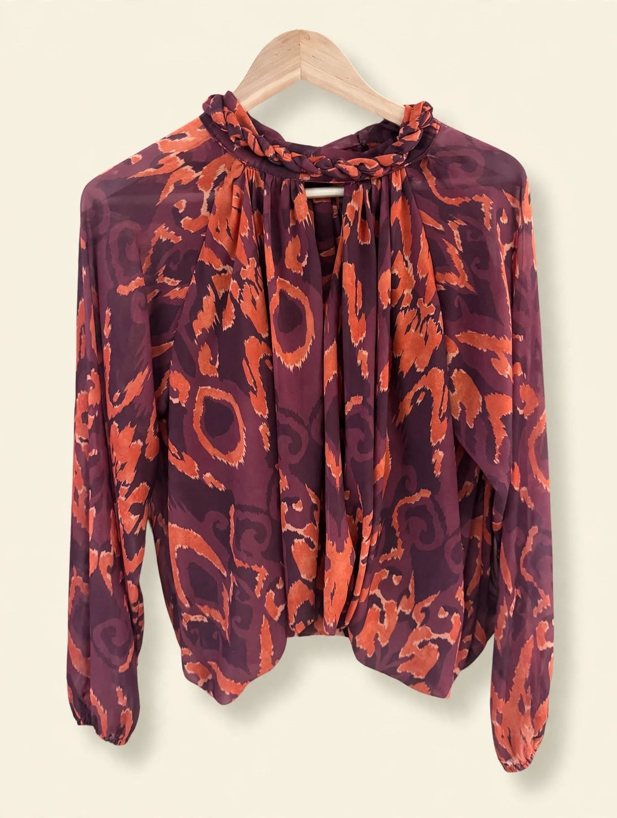 Plum & Rust Tie Back Bow Top