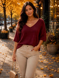 Wine Super Soft Slouchy Layering Knit Top
