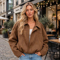 Tan Faux Suede Relaxed Fit Bomber Jacket