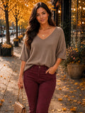 Taupe Super Soft Slouchy Layering Knit Top